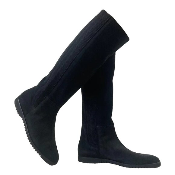 Salvatore Ferragamo Tall Suede Boots with cable knit detail Size 8 C - Picture 1 of 12